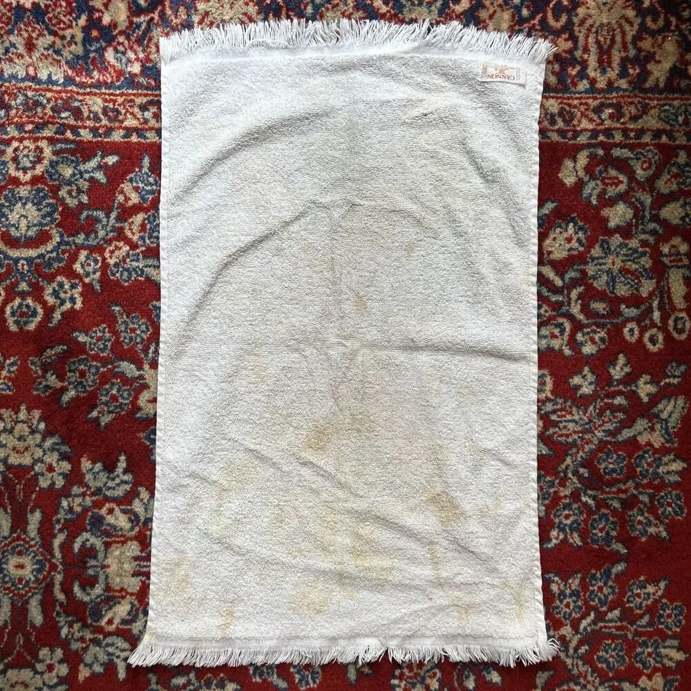 Vintage Cannon Mushrooms Orange Butterflies Kitchen Hand Tea Towel 24 x 15 Flaw